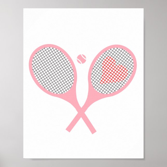 Poster Pastel Heart Tennis Lecteur Racquettes Ball Design (Devant)