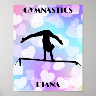 Poster Pastel Hearts GYMNASTICS Personnalisé