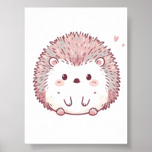 Poster Pastel Hedgehog Design, Soft Color Hedgehog Art
