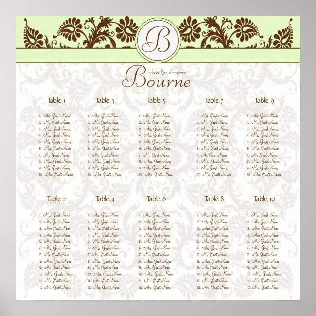 Poster Pastel Hues Victorian Floral Damask Carte de siège (Devant)