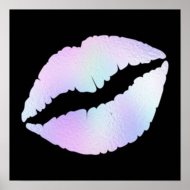 Poster Pastel Iridescente Foil Lipstick Baiser en noir (Devant)