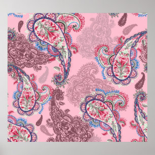 Poster Pastel paisley, patchwork ethnique traditionnel