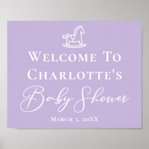 Poster Pastel Purple Horse Baby shower sur mesure