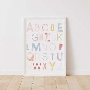 Poster Pastel Rainbow Alphabet ABC Nursery Decor