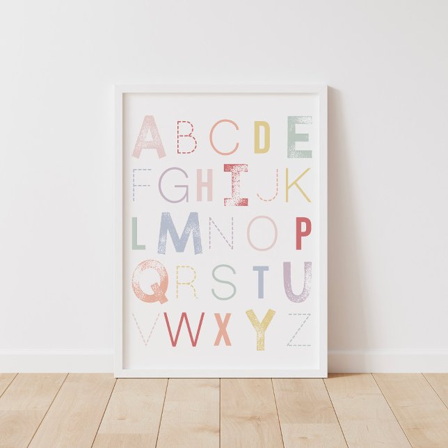 Poster Pastel Rainbow Alphabet ABC Nursery Décor (Créateur téléchargé)