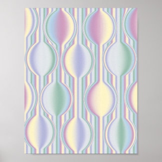 Poster Pastel Rainbow Art Deco Geometric Pattern Modern W