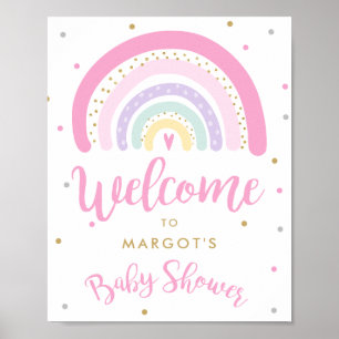 Poster Pastel Rainbow Baby shower Bienvenue