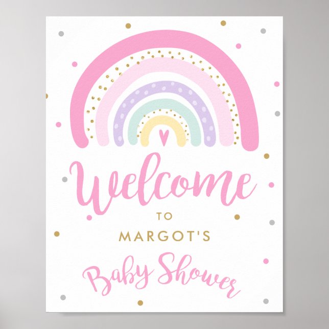 Poster Pastel Rainbow Baby shower Bienvenue (Devant)