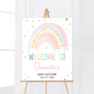 Poster Pastel Rainbow Baby shower Bienvenue