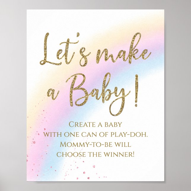 Poster Pastel Rainbow Permet De Faire Un Baby shower Bébé (Devant)