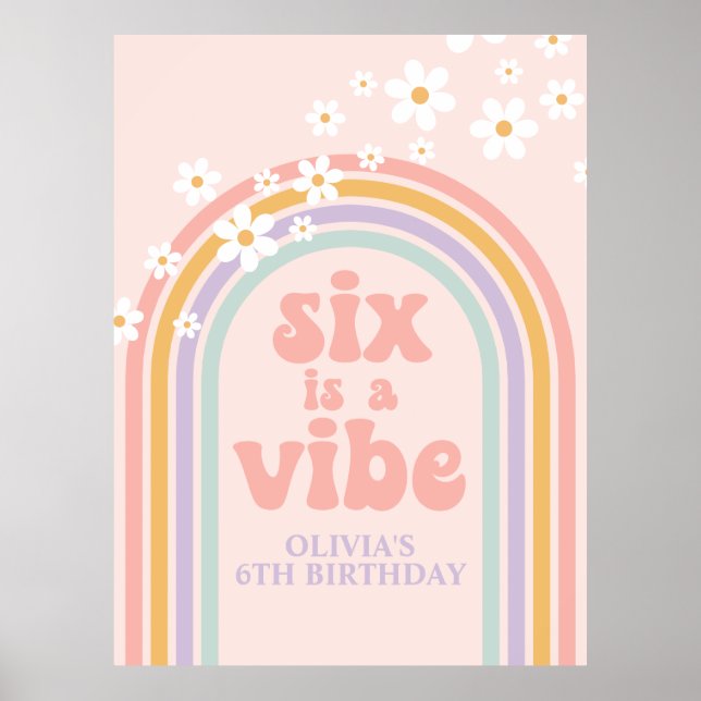 Poster Pastel Rainbow Retro Six est un Vibe 6e anniversai (Devant)