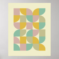Pastel Retro Carrés géométriques Pétales Mi-Siècle