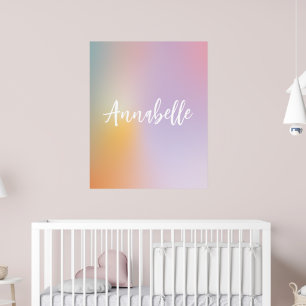 Poster Pastel rose arc-en-ciel girly monogramme simple sc