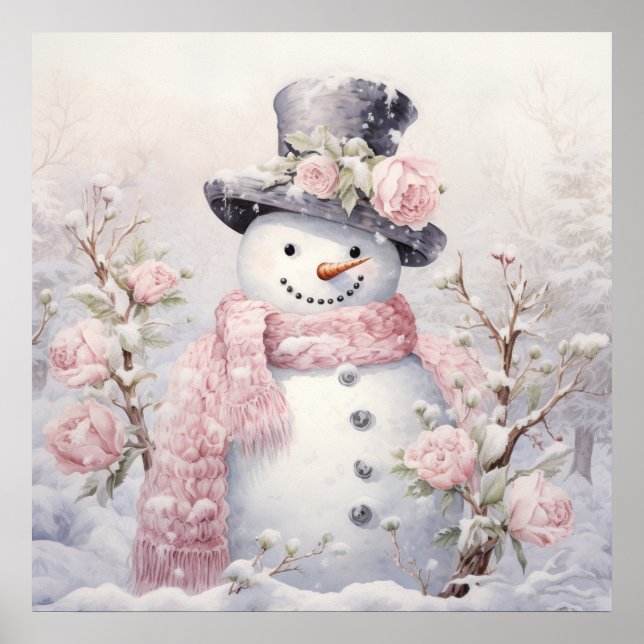 Poster Pastel Snowman (Devant)
