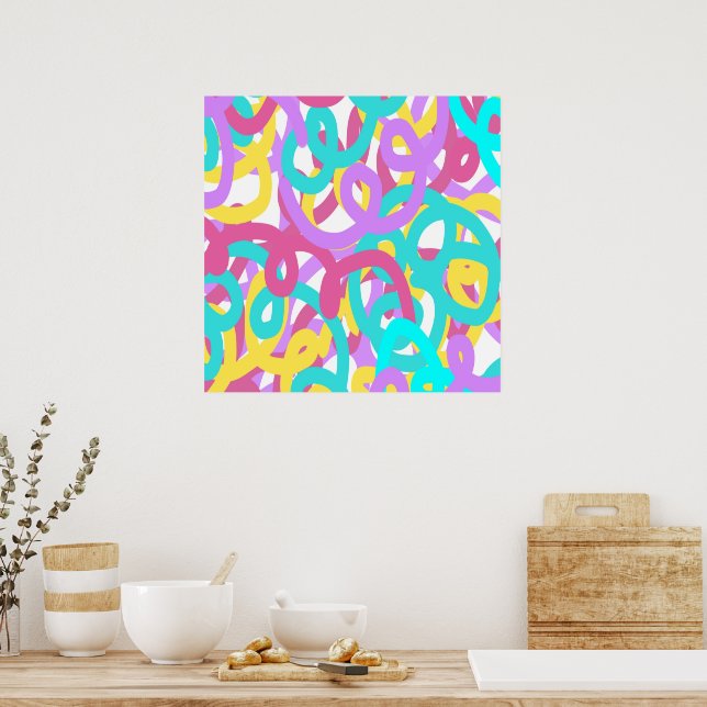 Poster Pastel Spirals Abstrait (Cuisine)