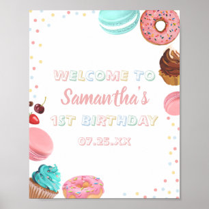 Poster Pastel Sweet Candy Lolipop Cupcake Donut Anniversa