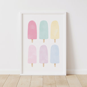 Poster Pastel Watercolor Popsicle Girls Room