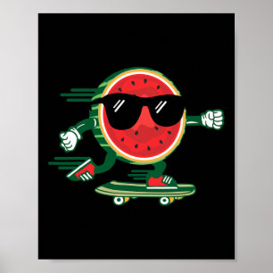 Poster Pastèque Cool Skateboard 90's Vintage Été