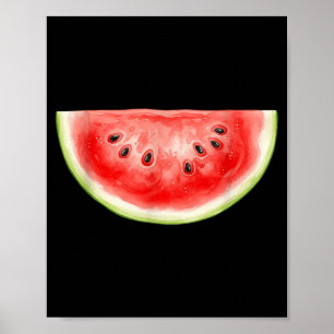 Poster Pastèque Été Aquarelle Fruit Tranches Juteux