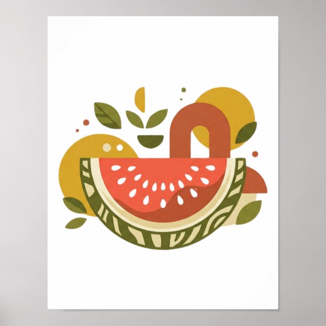 Poster Pastèque géométrique  (Devant)