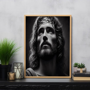 Poster Pasteur divin Jésus avec un regard tendre