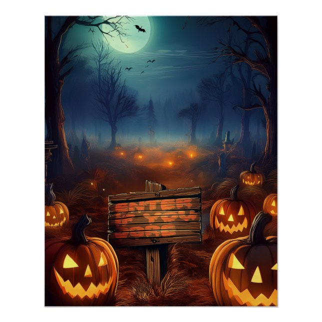 Poster Patch Citrouille d'Halloween effrayant (Devant)