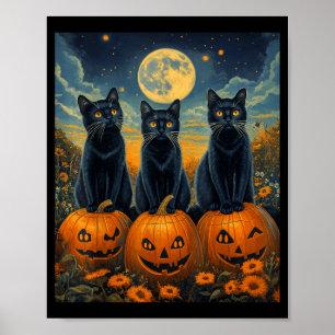 Poster Patch de citrouilles éclairé par la lune d'Hallowe