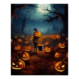 Poster Patch de citrouilles hantées Halloween