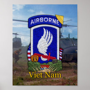 Poster Patch de guerre de l'Armée 173e ABN BDE Vietnam