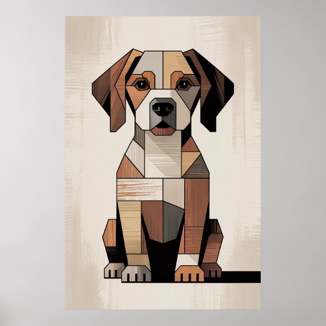 Poster Patchwork Beagle - Chien Géométrique (Devant)