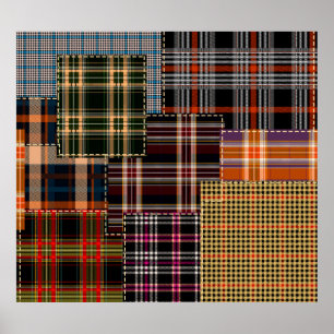 Poster patchwork chercks motif, design tartan, surface