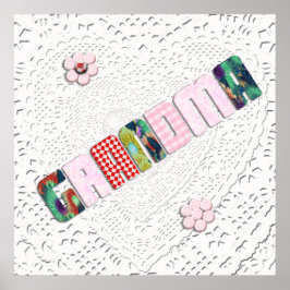 Poster Patchwork 'Grand-mère' Sur Dentelle