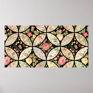 Poster patchwork motif floral