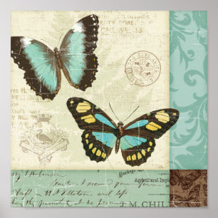 Poster Patchwork papillon