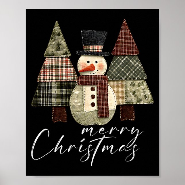 Poster Patchwork Snowman,patchwork Christmas Tree Funny G (Devant)