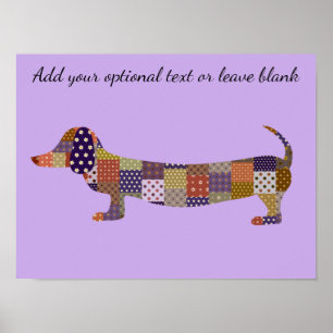 Poster Patchwork violet Dachshund Wall Art