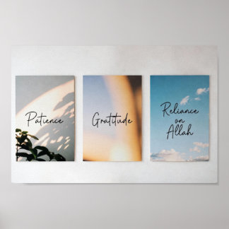 Poster Patience, Gratitude, Reliance | Minimalist Islamic
