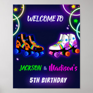 Poster Patinage à rouleaux signe de fête d'accueil Boy sk