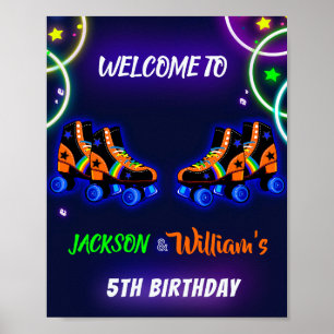 Poster Patinage à rouleaux signe de fête d'accueil Boy sk