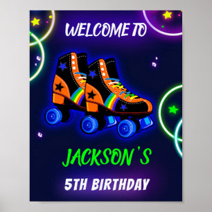 Poster Patinage à rouleaux signe de fête d'accueil Boy sk