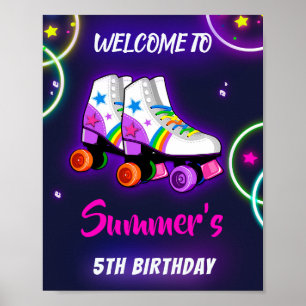 Poster Patinage à roulettes signe de fête de bienvenue su