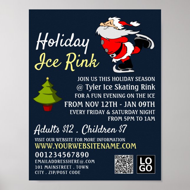 Poster Patinage Père Noël, Patinoire de vacances, Événeme (Devant)