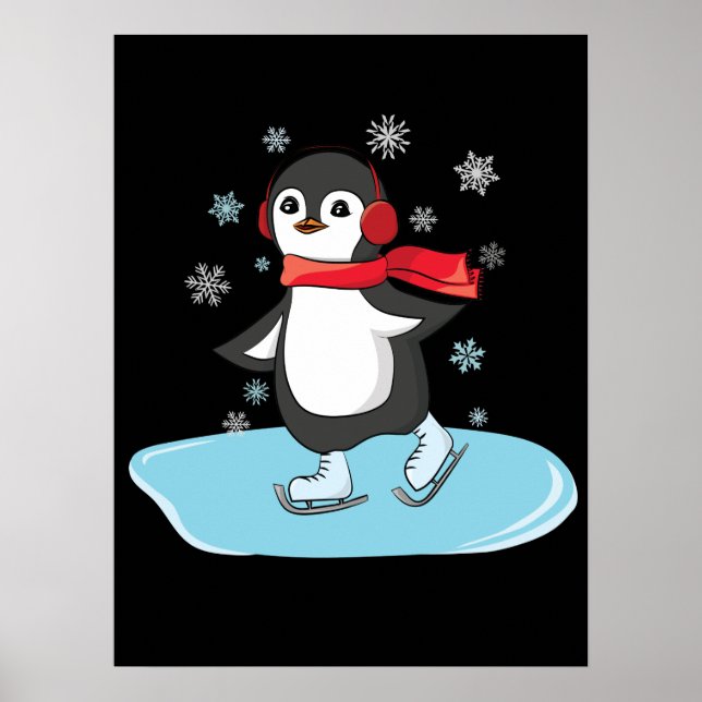 Poster Patinage sur glace Pingouin (Devant)