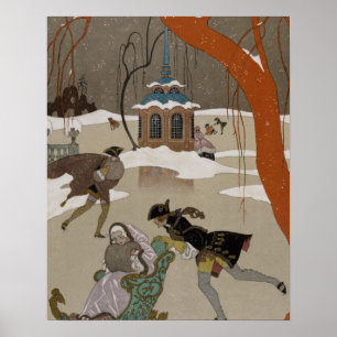 Poster Patinage sur glace sur le lac gelé