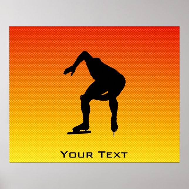 Poster Patineur de vitesse orange jaune (Devant)