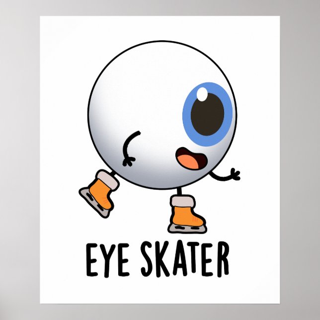 Poster Patineur d'oeil amusant jeu de patinage sur glace (Devant)
