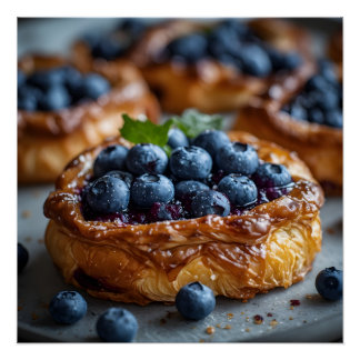 Poster Pâtisserie danoise aux myrtilles