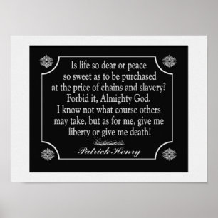 Poster Patrick Henry Discours Citation - Art print