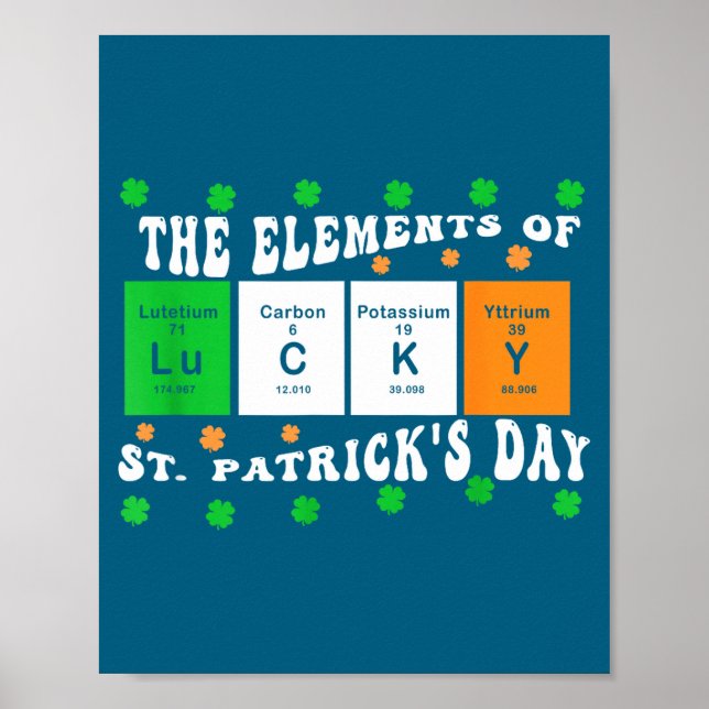Poster Patricks Day Funny Elements Of Lucky Periodic Tabl (Devant)