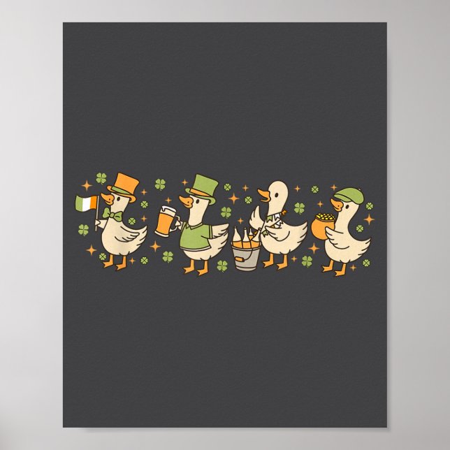 Poster Patricks Day,funny Goose, Shamrock, Beer Gift Tee  (Devant)